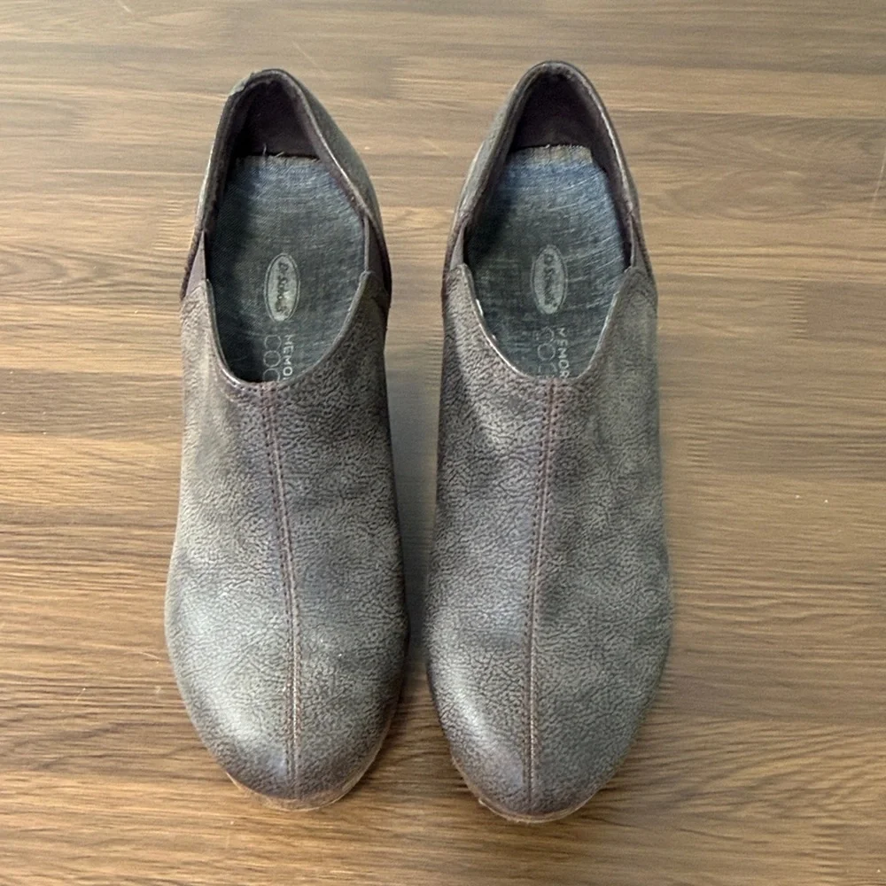 Dr. Scholls Harun Brown Faux Leather Wedge Booties Memory Foam‎ Shoes 7.5M